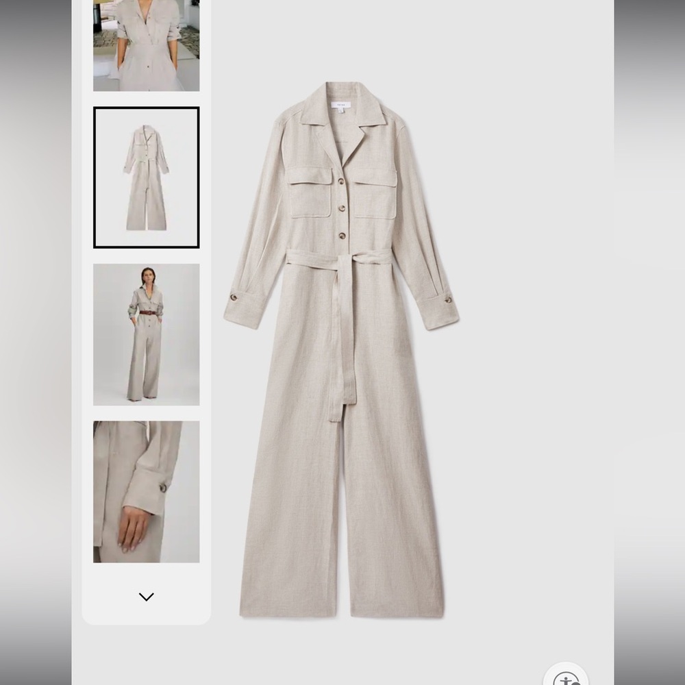 Reiss Anita Linen Wide Leg Jumpsuit in Neutral Size 0 - Picture 9 of 9